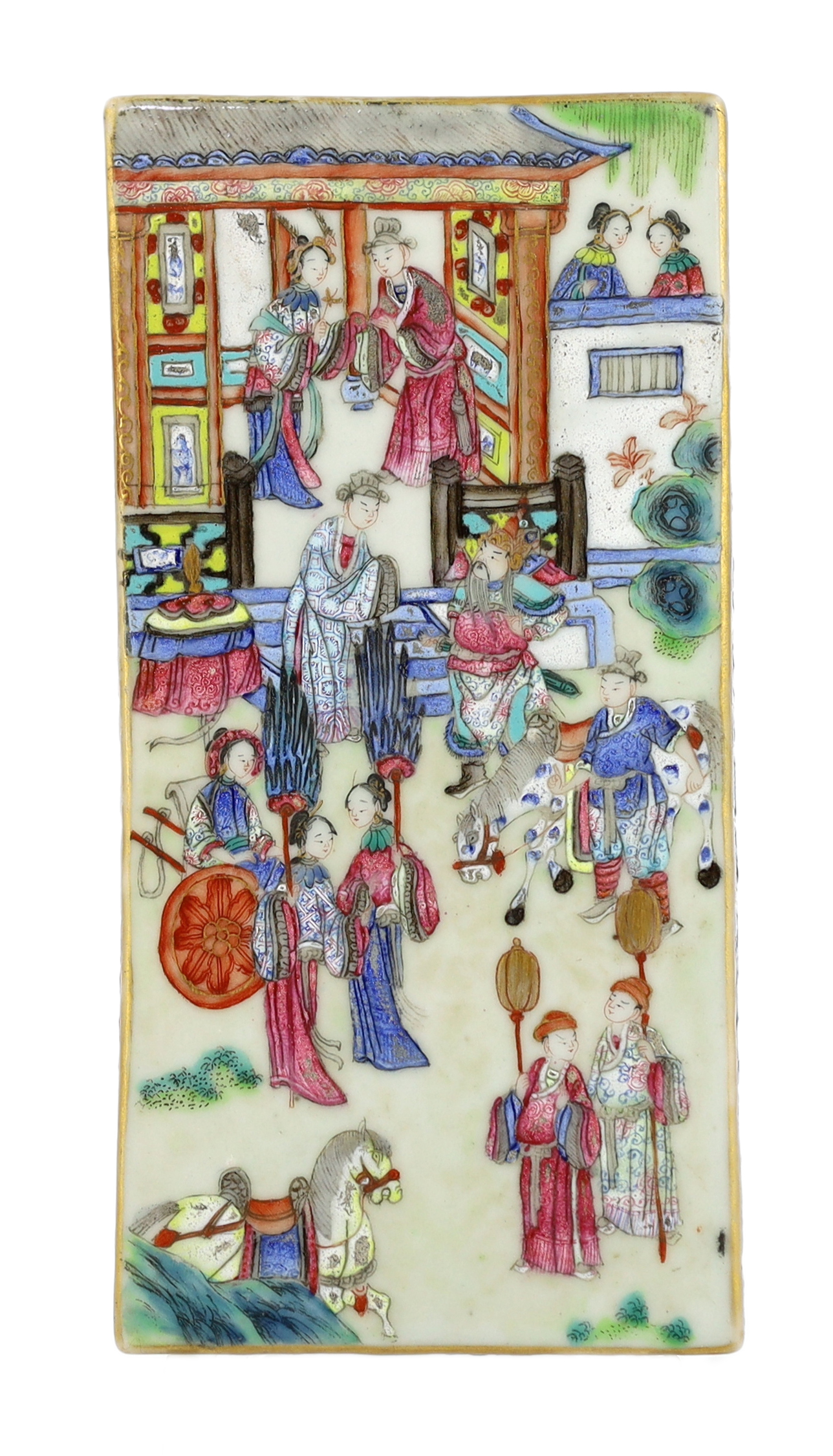 A Chinese famille rose pen box and cover, Daoguang period